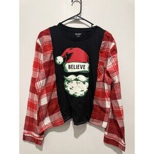 Rework Upcycle Grunge Oversize Santa Holiday Christmas Sweater S/M